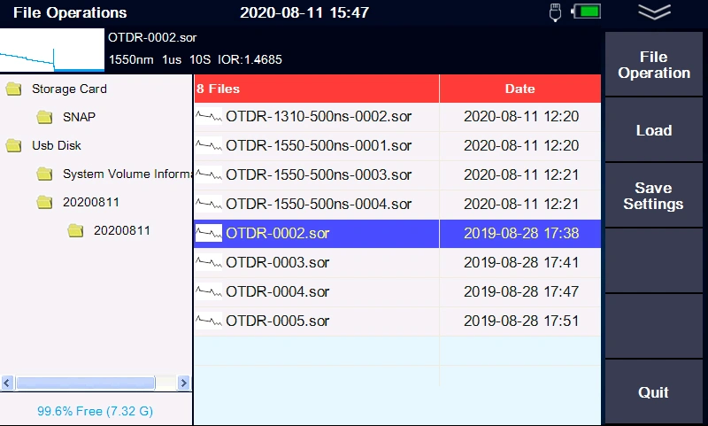 980EXT Pro mini OTDR measurement file management
