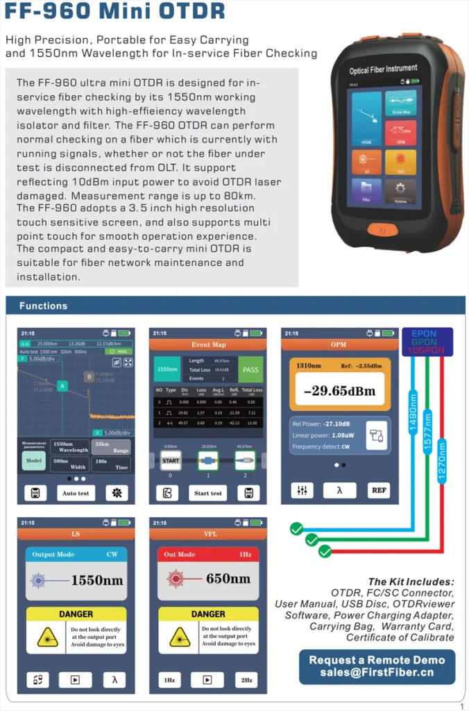FF-960 Mini OTDR in-service fiber optic tester