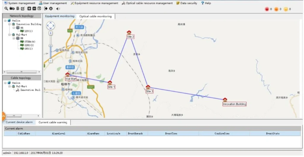 OFMS-A optical fiber cable monitoring system interface