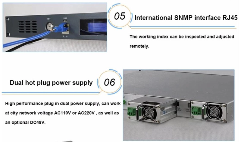 Émetteur optique 1 550 nm avec double alimentation SNMP