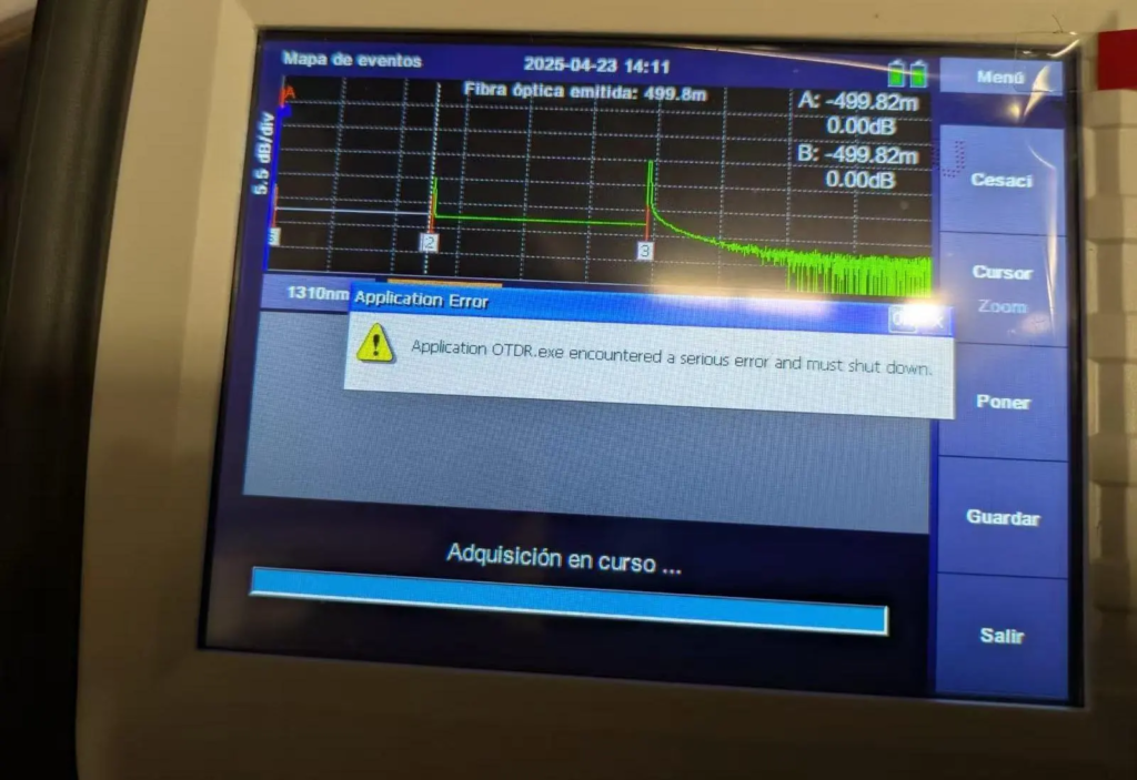 Mise à jour logicielle pour corriger une erreur d'application de l'OTDR 8000MAX