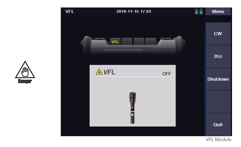 8000MAX OTDR VFL module operating interface