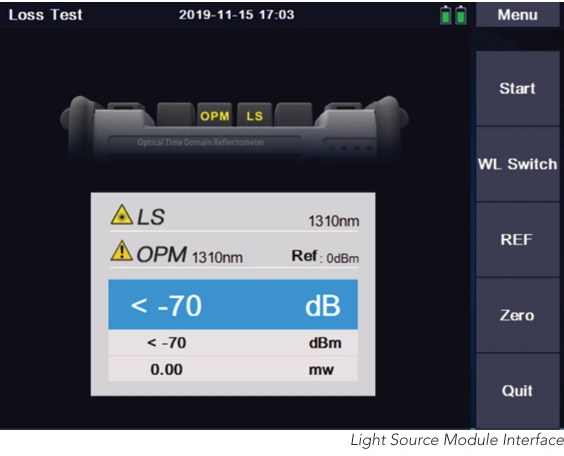 8000MAX Series OTDR loss test interface