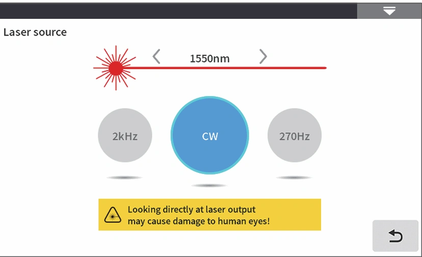 FC1500 OTDR laser source 1550nm CW settings