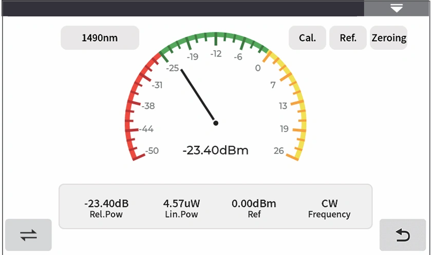FC1500 OTDR optical power meter display 1490nm