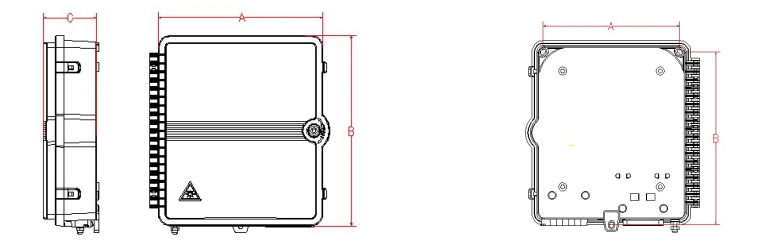 Esquema de la caja de terminación óptica FF-FTB12B de 12 núcleos