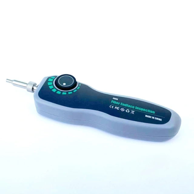 Dispositivo portátil com microscópio para inspeção da extremidade da fibra