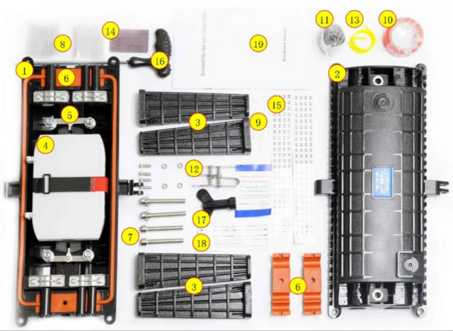 FOSCIA6 inline fiber optic splice closure components