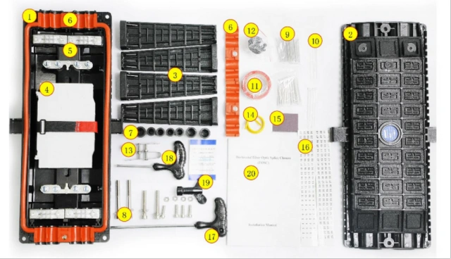 FOSCIC8 inline fiber optic splice closure components