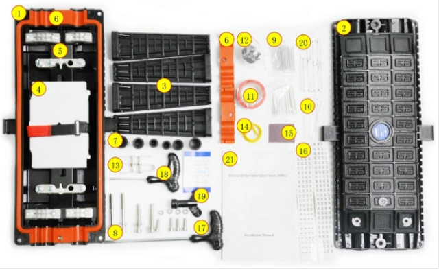 FOSCIM6 inline fiber optic splice closure components