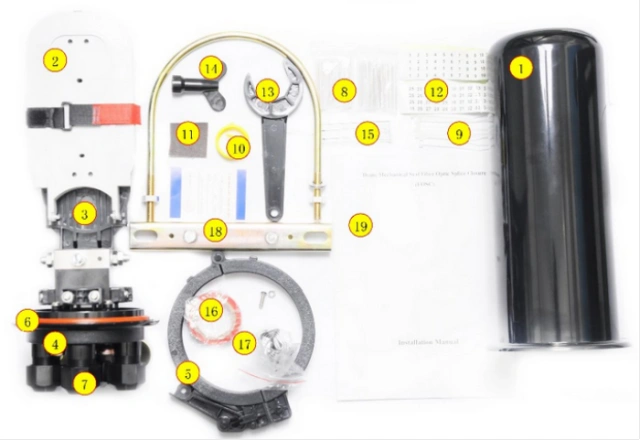 FOSCME4 dome mechanical fiber optic splice closure components