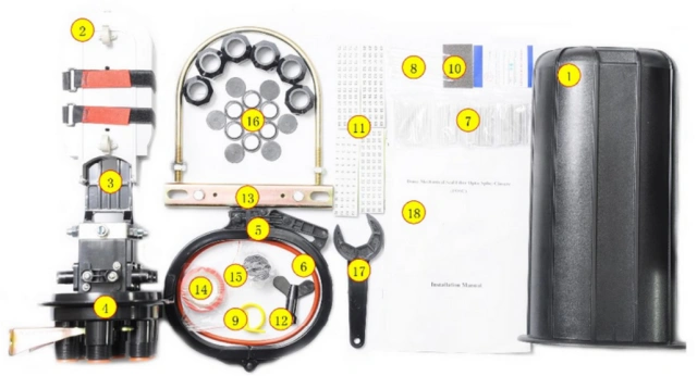 FOSCMF6 Dome Type Fiber Optic Splice Closure components