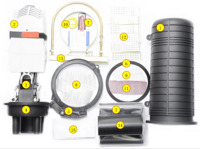 FOSCYN5 dome heat shrinkable fiber optic splice closure components