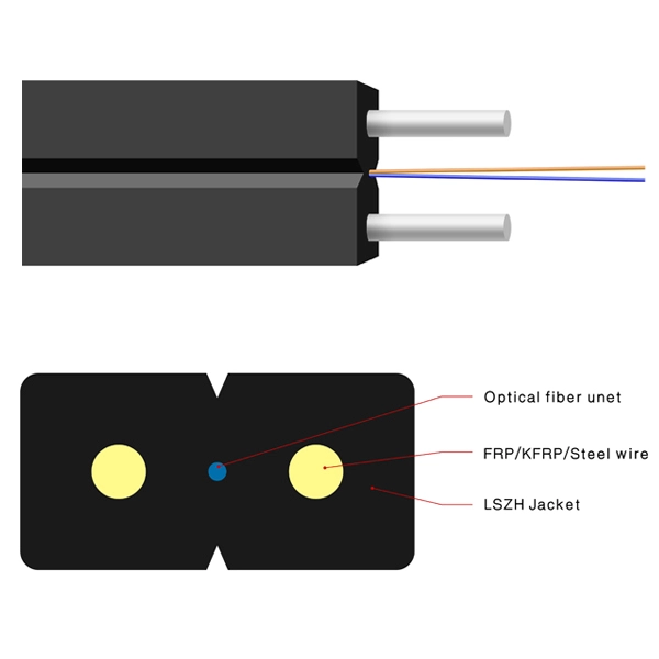 FTTH Flat Drop Cable G.657A1 SM LSZH cross section