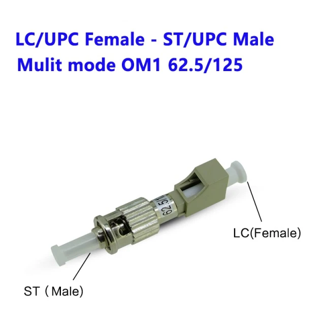 Adaptador multimodo OM1 con conector hembra LC/UPC y conector macho ST/UPC