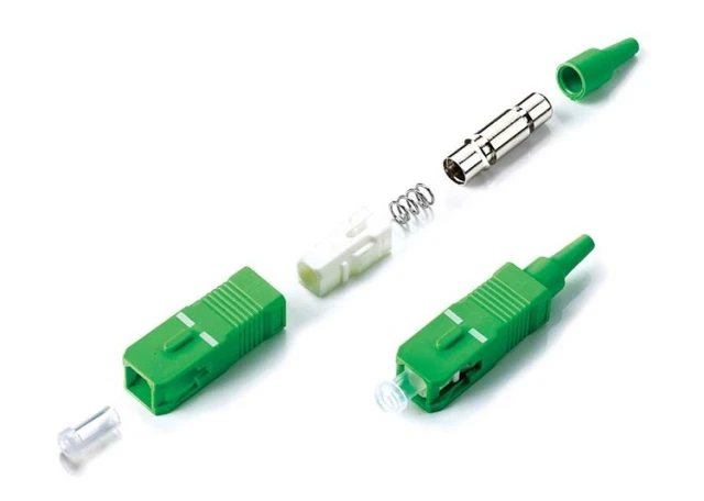 Conector de fibra ótica epóxi SC APC com capa de proteção de 0,9 mm