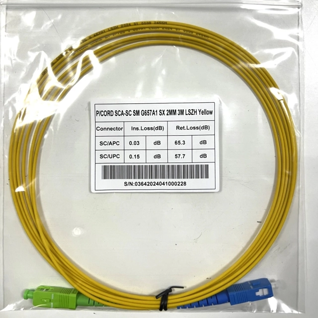 SC/APC SC/UPC G657A1 single mode patch cord