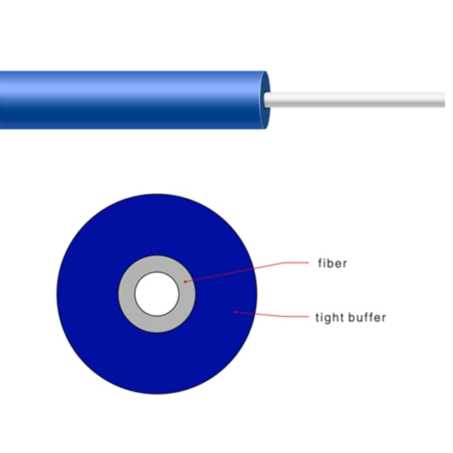 Tight buffered fiber optic cable construction diagram